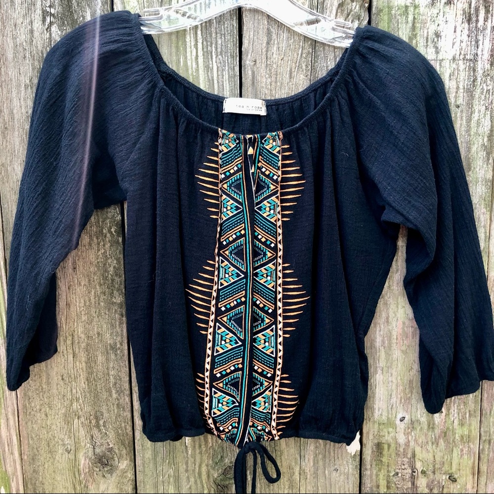Cute black boho festival top
